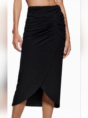 Zara Black Midi Draped Skirt Size XS (See Description)
